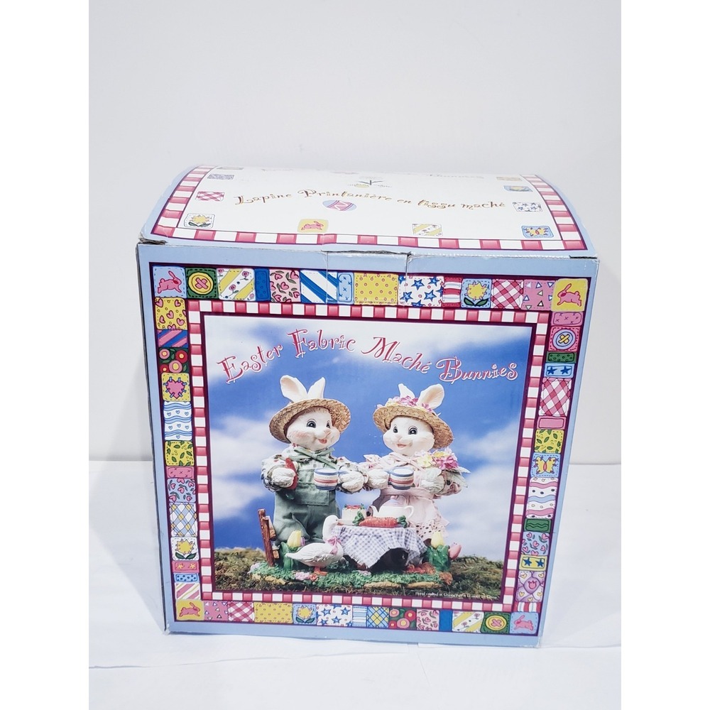 Easter Fabric Mache Bunnies Decorative Spring Bunnies Figurine